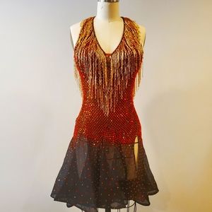 Latin ballroom dance dress by designer DWW quality with Swarovski, XS / 0 or 2